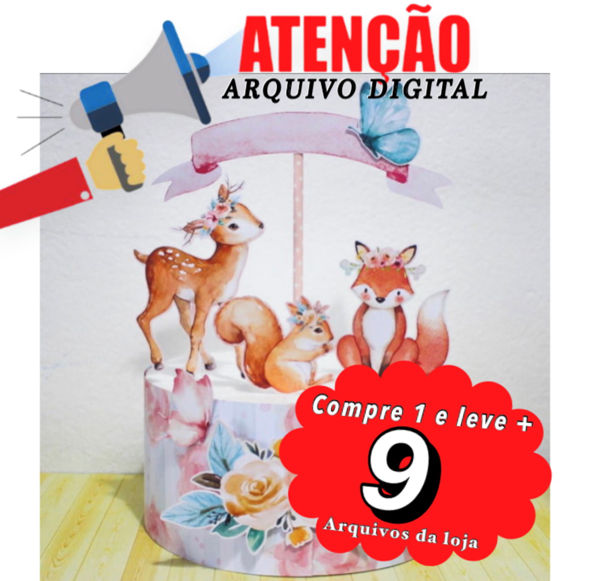 Arquivo de corte topo de bolo - Bosque Encantado 03 - Imagem 3