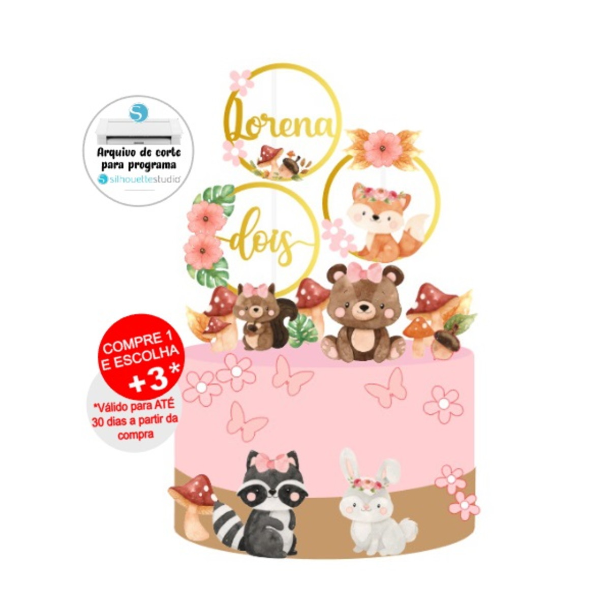 Arquivo De Corte Topo De Bolo Bosque Encantado Menina