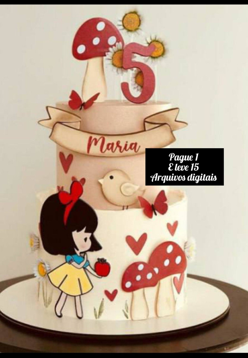 Arquivo de Corte-topo de Bolo Branca de Neve Aquarela