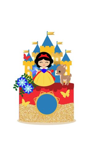 Arquivo de corte topo de bolo branca de neve cute