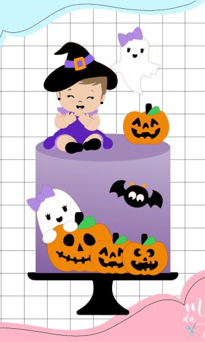 Arquivo de Corte: Topo de Bolo Bruxinha Baby Halloween 034