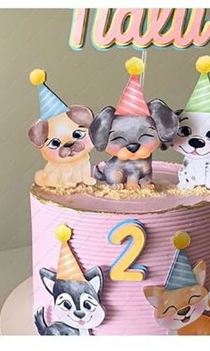 Arquivo de Corte Topo de Bolo Cachorrinho Aquarela