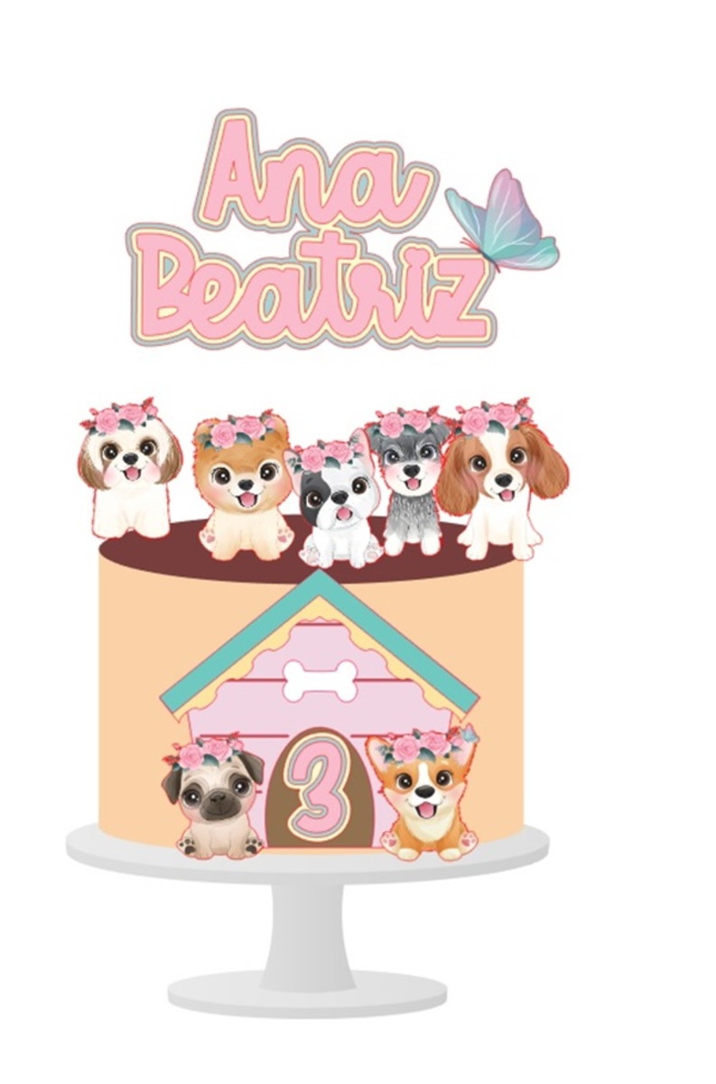 Arquivo de corte topo de bolo cachorrinhos