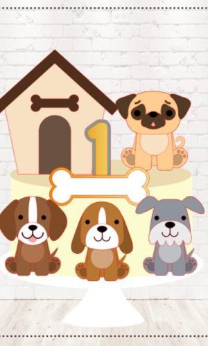 Arquivo de Corte Topo de Bolo Cachorrinhos em Camadas 1597