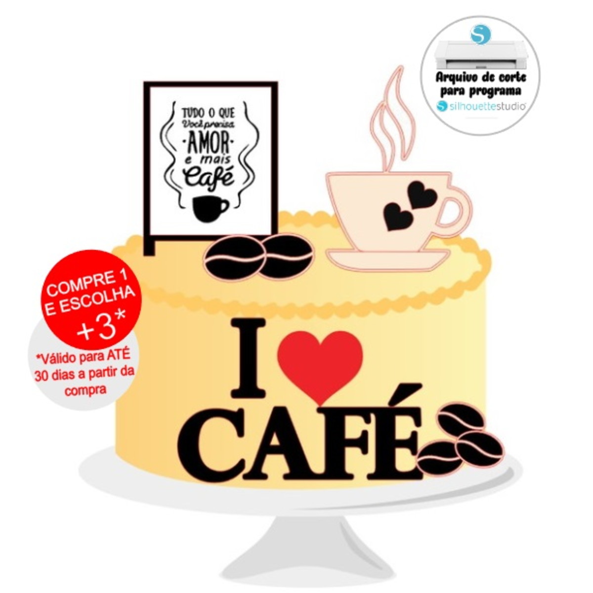 Arquivo de Corte Topo de Bolo Café