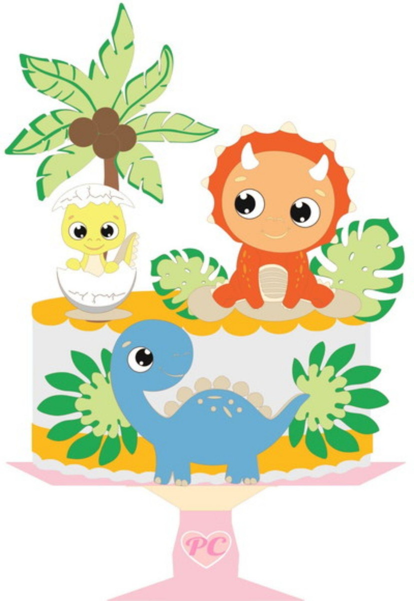 Arquivo de Corte Topo de Bolo Camadas Dinossauro Studio