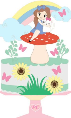 Arquivo de corte Topo de Bolo Camadas Menina Jardim STUDIO