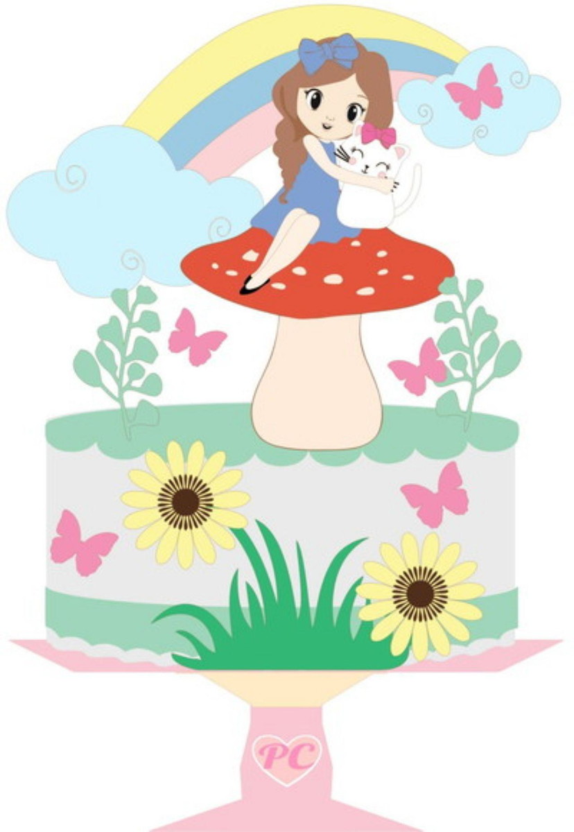 Arquivo de corte Topo de Bolo Camadas Menina Jardim STUDIO