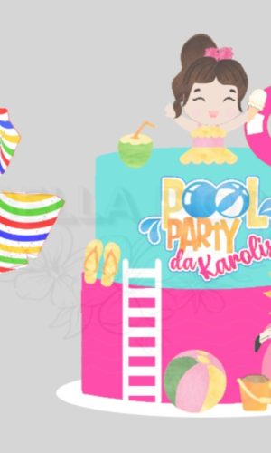 Arquivo de Corte Topo de Bolo Camadas Pool Party Cute