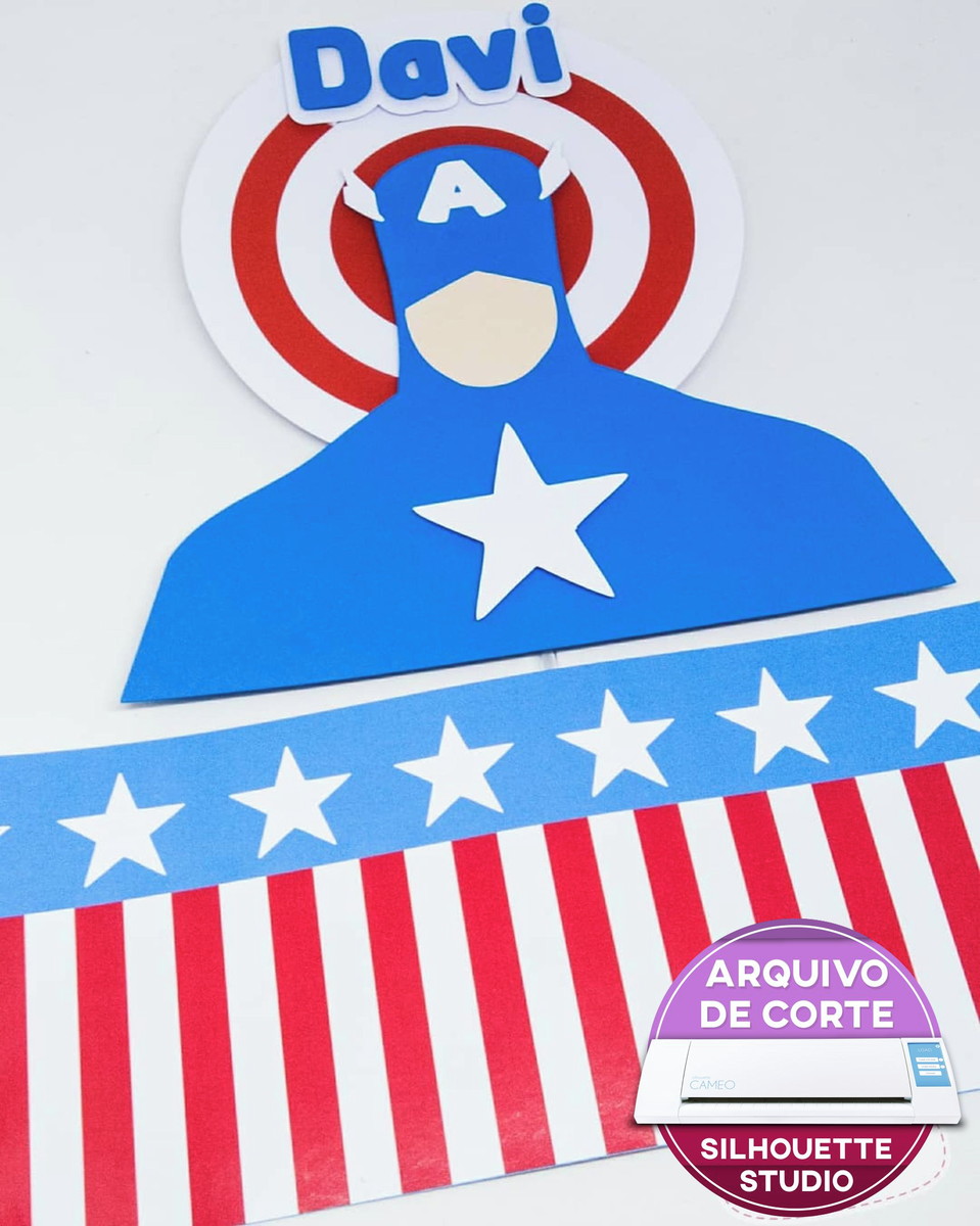 Arquivo de corte topo de bolo capitão América 02