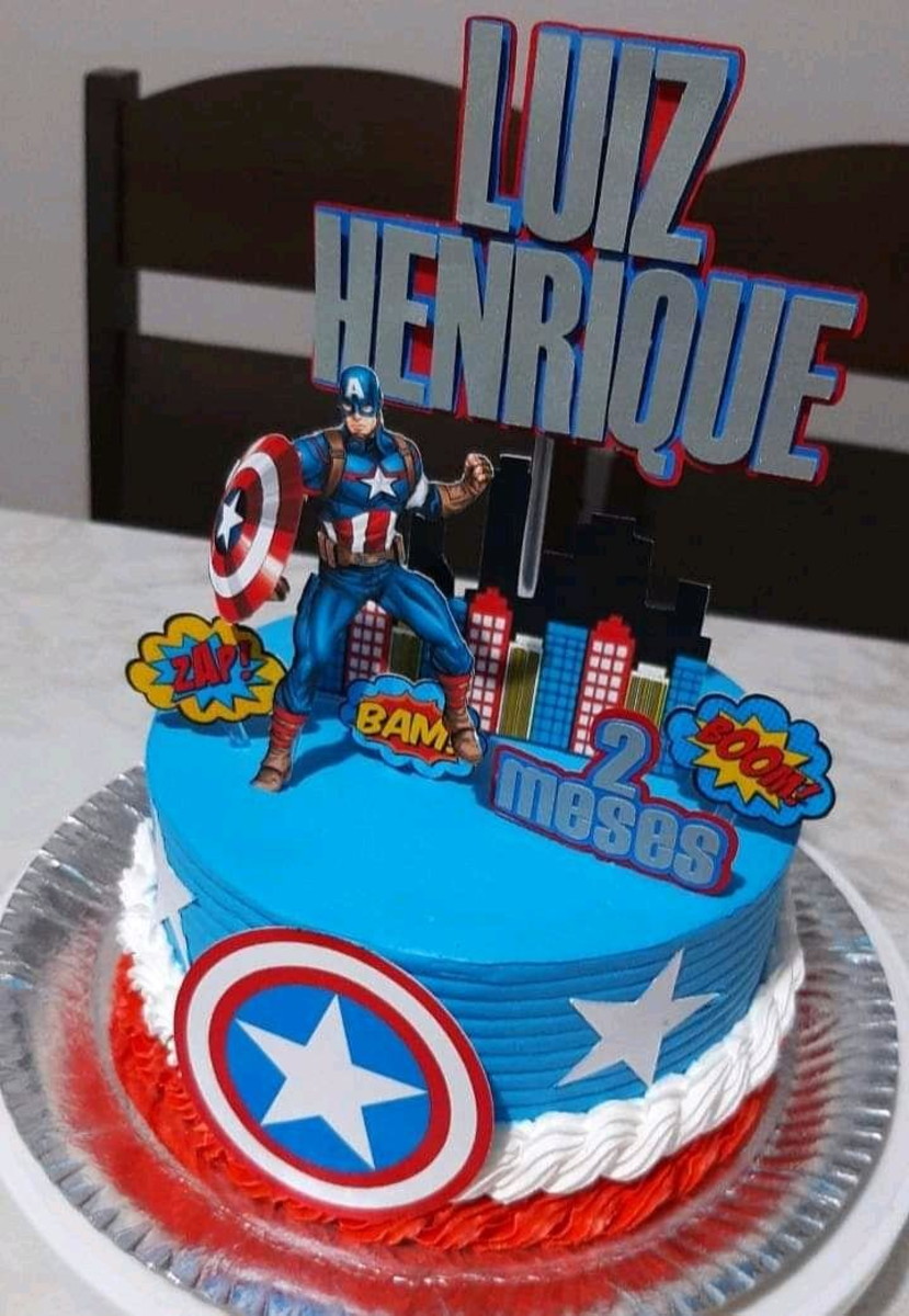 Arquivo de corte topo de bolo Capitão America + dois topo
