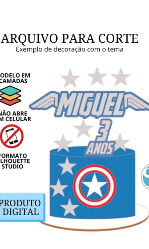 Arquivo de Corte Topo de Bolo - Capitão América com Escudo