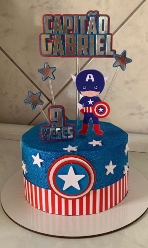 Arquivo de Corte Topo de Bolo Capitão America Logo Camadas
