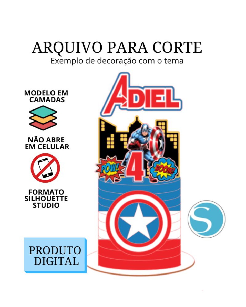 Arquivo de Corte Topo de Bolo - Capitão América