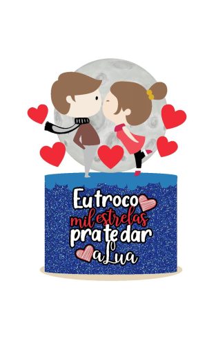 Arquivo de Corte Topo de Bolo Casal na Lua