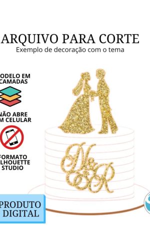 Arquivo de Corte Topo de Bolo - Casamento 1