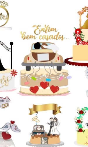 Arquivo de Corte Topo de Bolo - Casamento 13 Temas Combo