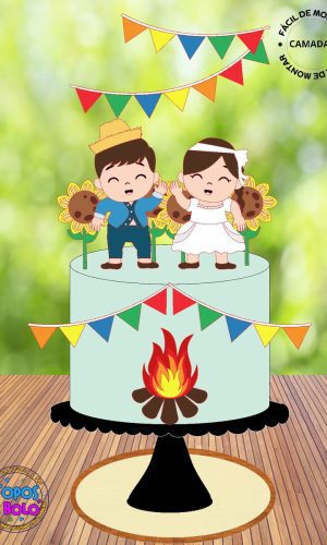 Arquivo de Corte Topo de Bolo Casamento Junino