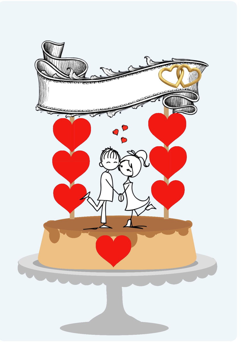 Arquivo de Corte Topo de Bolo Casamento Pdf/st #3829 - Imagem 2