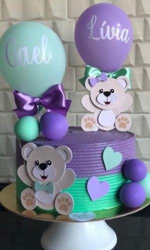 Arquivo de Corte Topo de Bolo Cha Revelação Lilas e Verde 2