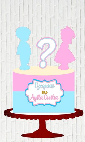 Arquivo de Corte Topo de Bolo Chá Revelação Menino ou Menina