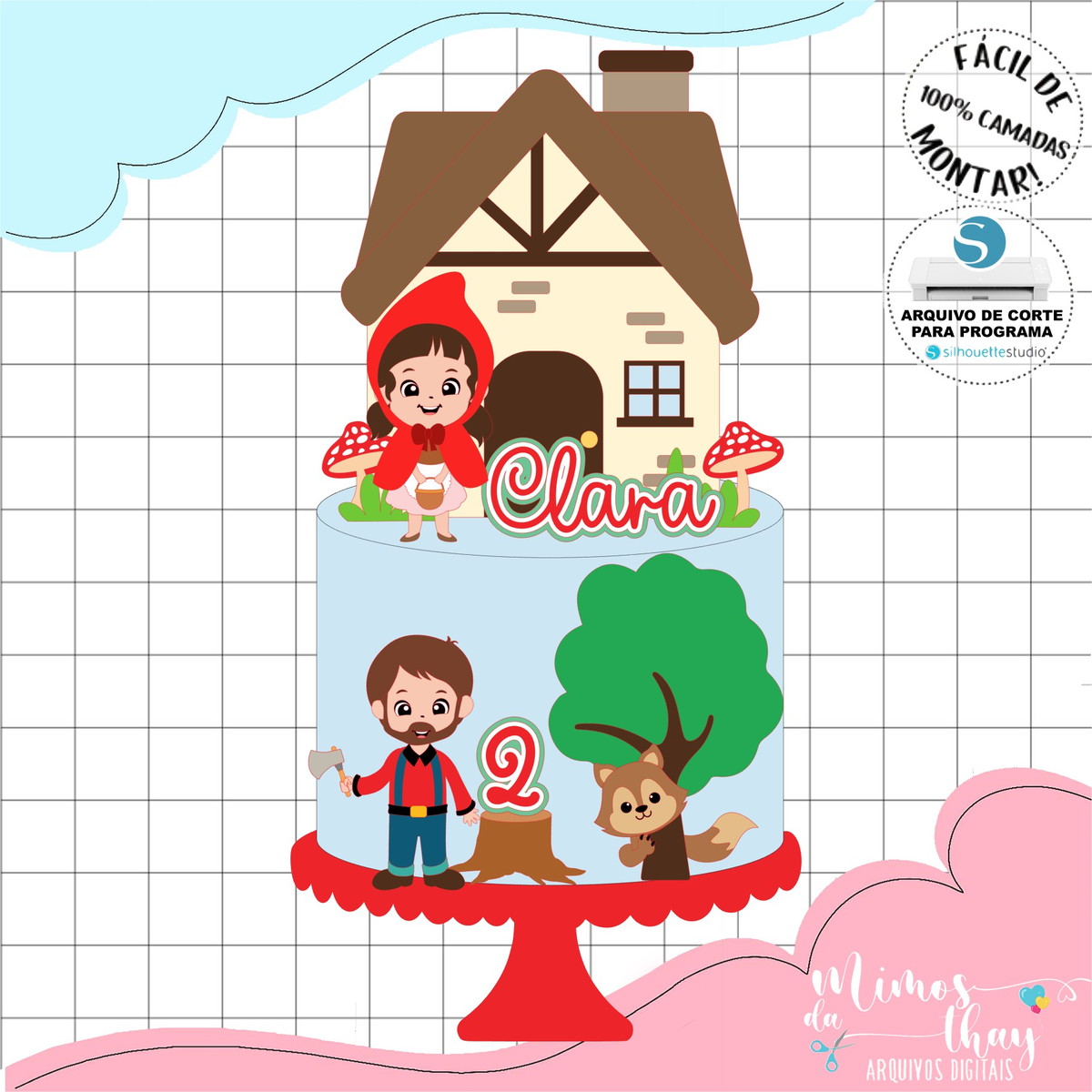 Arquivo de Corte: Topo de Bolo Chapeuzinho Vermelho Cute 014