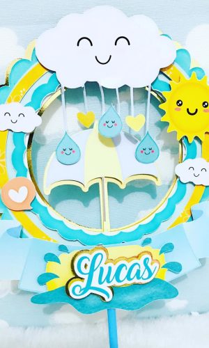 Arquivo de Corte Topo de Bolo Chuva de Amor Menino