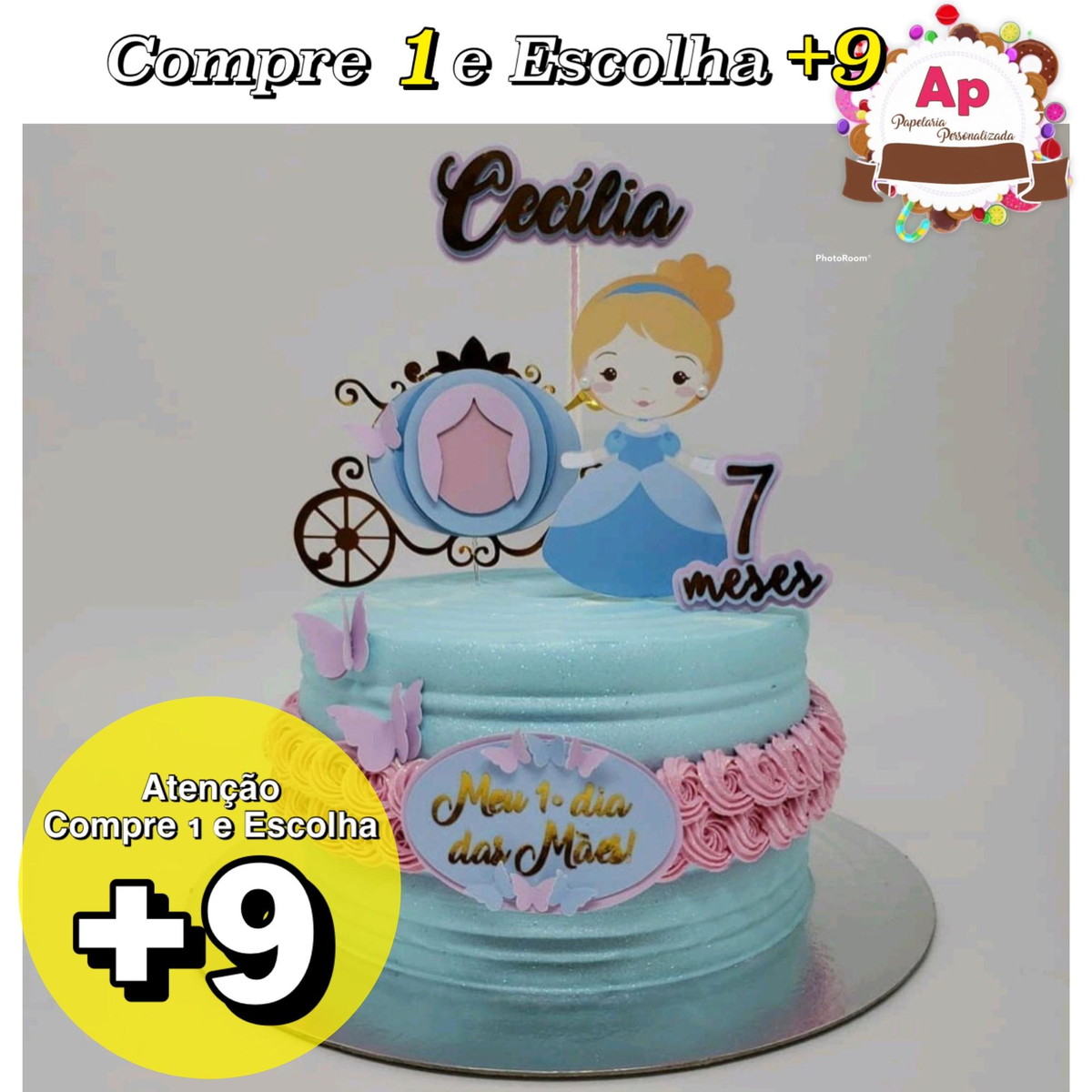 Arquivo de Corte Topo de Bolo Cinderela Cute - Studio