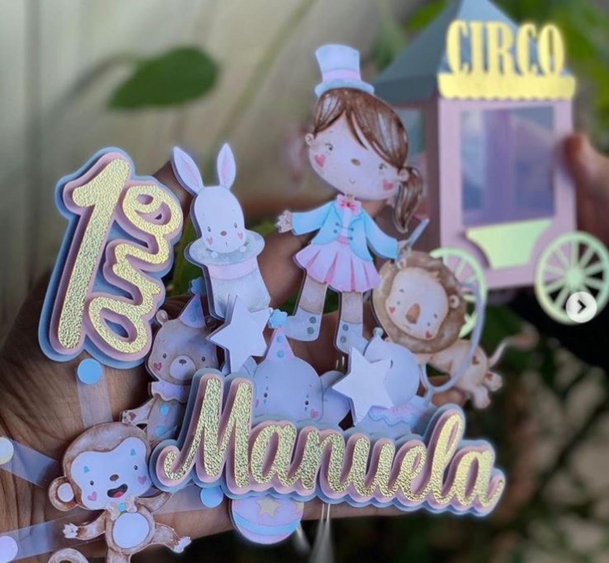 arquivo de corte topo de bolo circo aquarelado