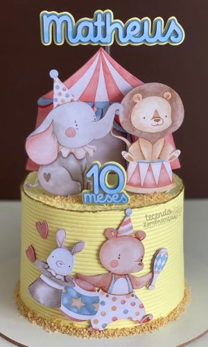 Arquivo de Corte: Topo de Bolo Circo Menino Aquarelado 003