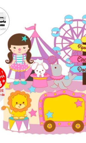 Arquivo de Corte Topo de Bolo Circo rosa