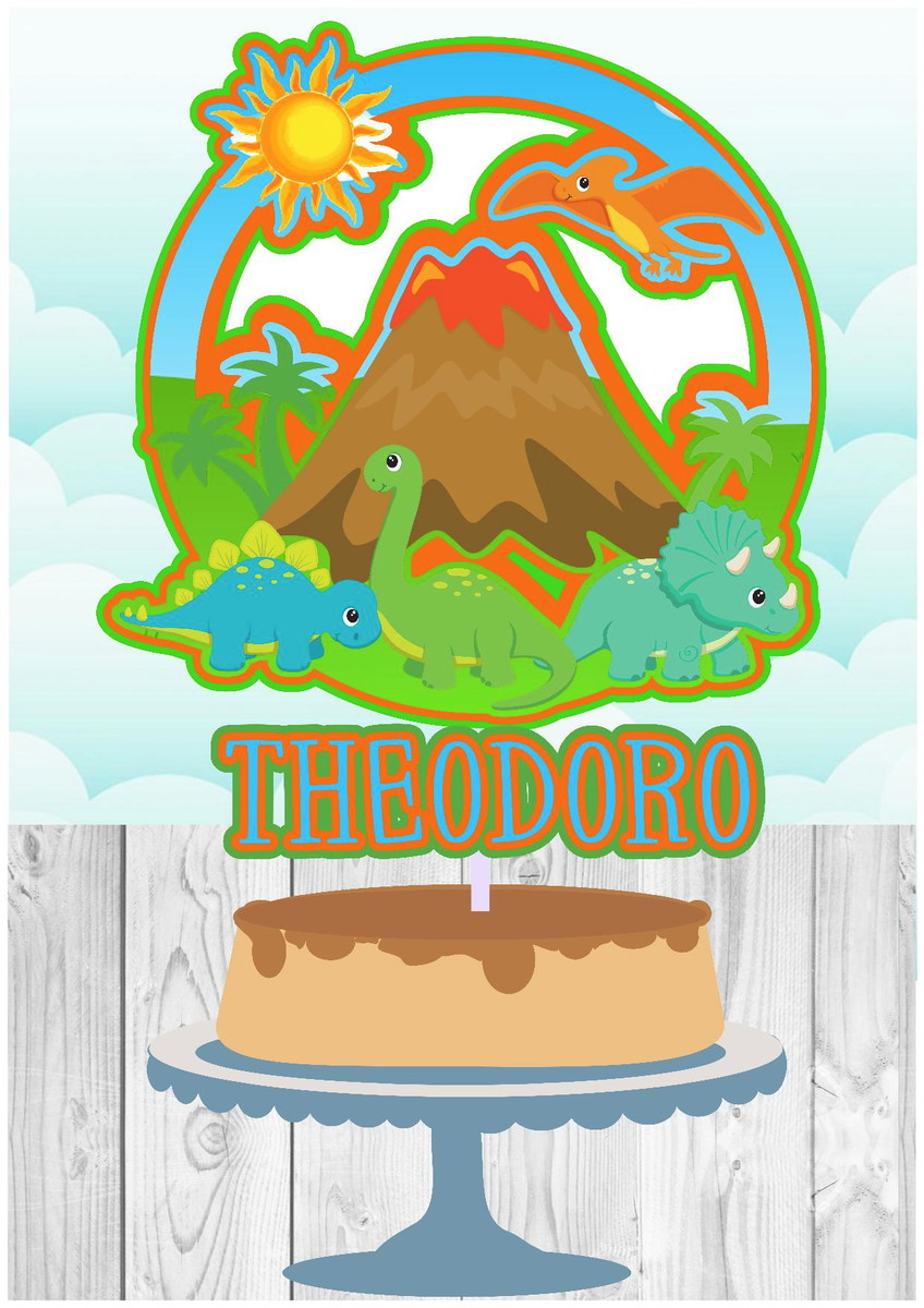 Arquivo de corte Topo de Bolo Circular Dinossauro