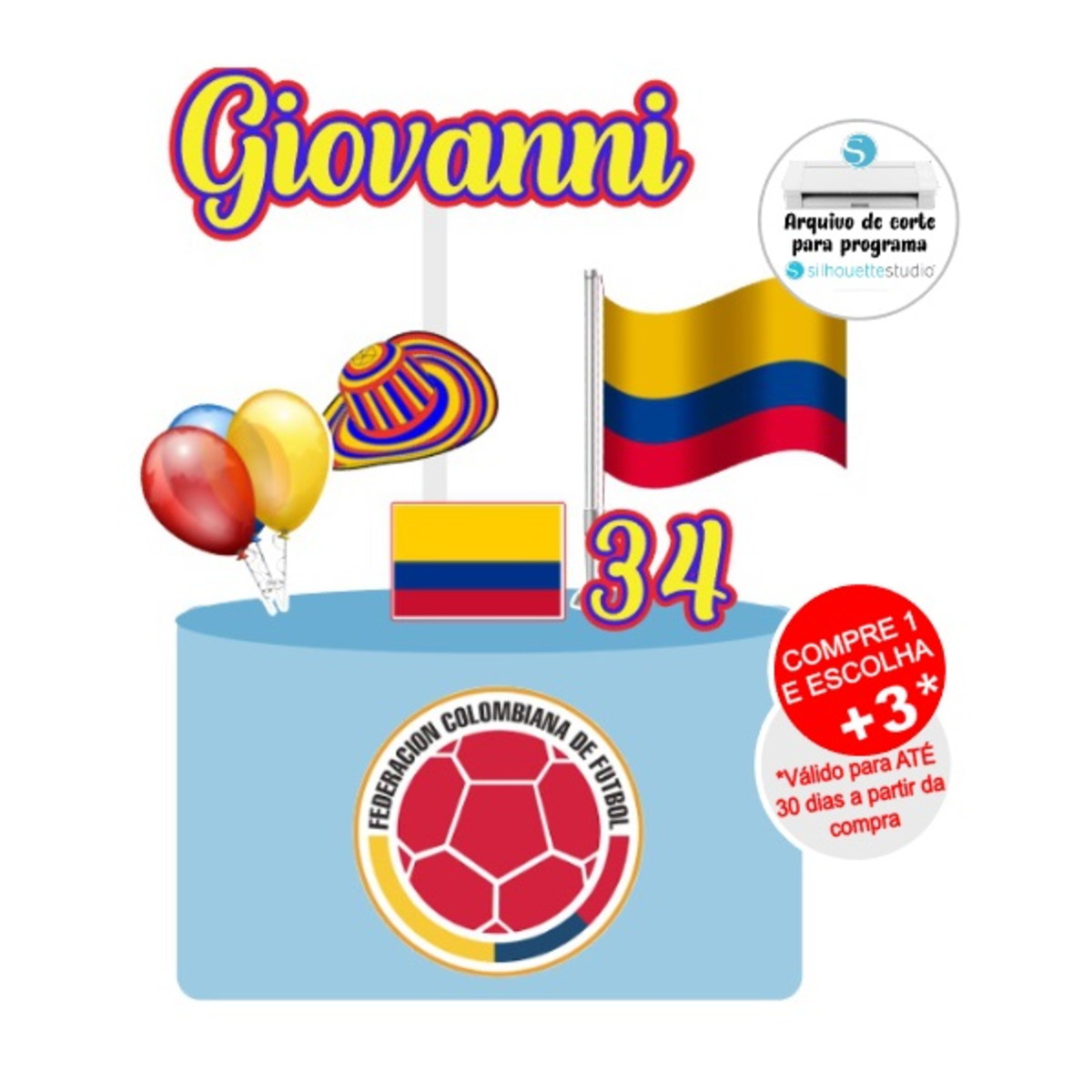 Arquivo de Corte Topo de Bolo Colombia