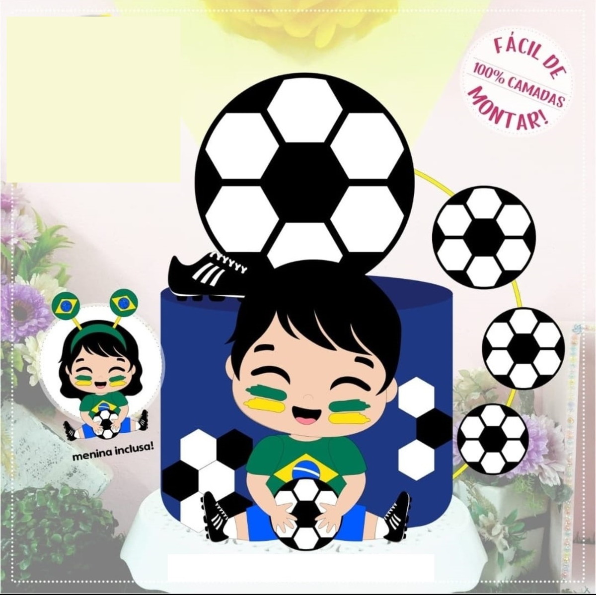 Arquivo de Corte Topo de Bolo - Copa Baby Bolinhas Bb - Imagem 2