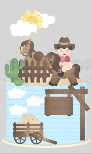 Arquivo de Corte Topo de Bolo Cowboy Baby Cute - Bf