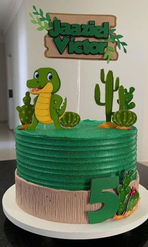 Arquivo de Corte Topo de Bolo Crocodilo Dinossauro