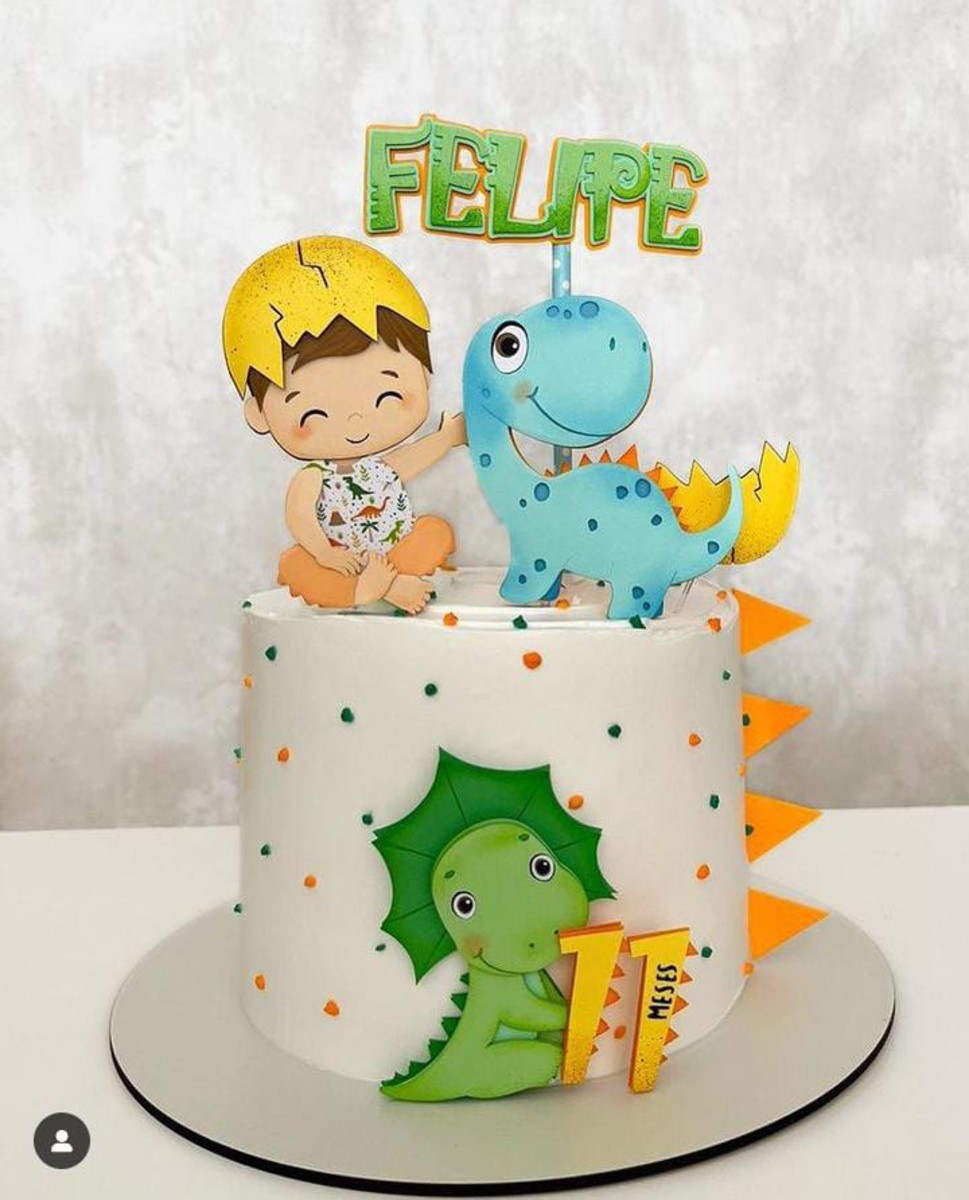 Arquivo de Corte Topo de Bolo Dino Baby Aquarela Studio
