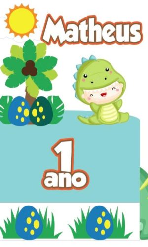 Arquivo de Corte Topo de Bolo Dino Baby Dinossauro