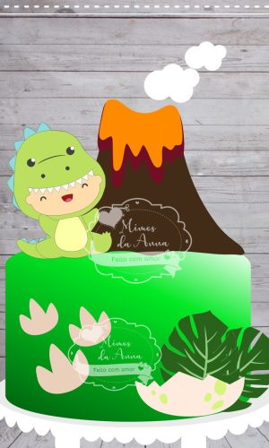 Arquivo de corte Topo de bolo Dino Baby em camadas