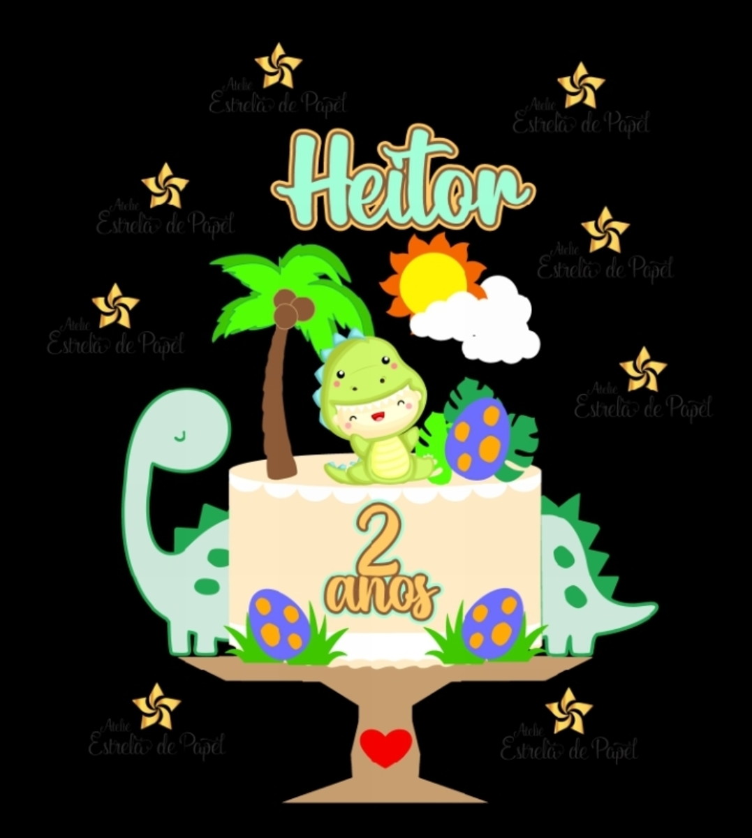 Arquivo de corte topo de Bolo Dino Cute - Imagem 2