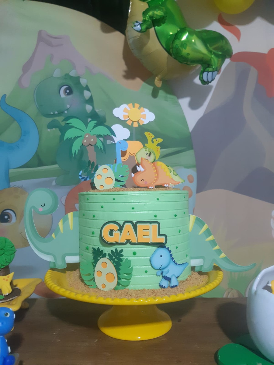 Arquivo de Corte Topo de Bolo Dino Dinossauro Cute