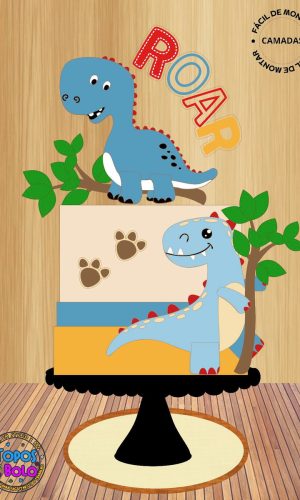 Arquivo de Corte Topo de Bolo Dinossauro Azul