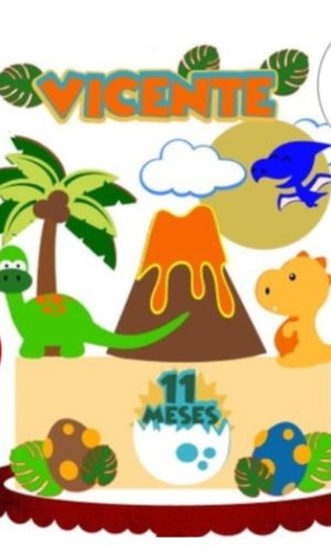 Arquivo de Corte Topo de Bolo Dinossauro Baby