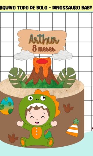 Arquivo de Corte - Topo de Bolo Dinossauro Baby