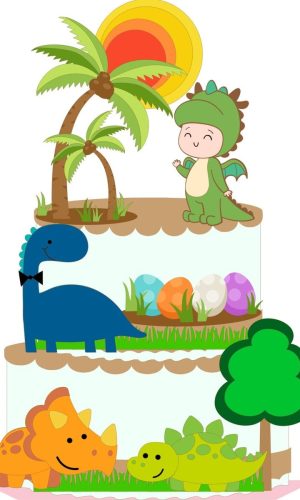 Arquivo de Corte Topo de Bolo Dinossauro Baby *Studio