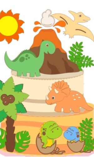 Arquivo de Corte Topo de Bolo Dinossauro Camada Studio #2028
