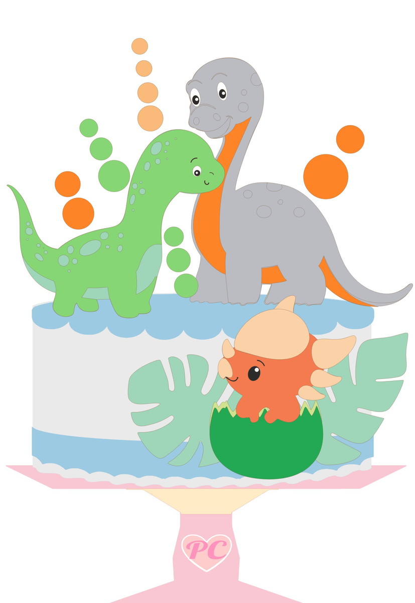 Arquivo de corte Topo de bolo Dinossauro CAMADAS COD:2024