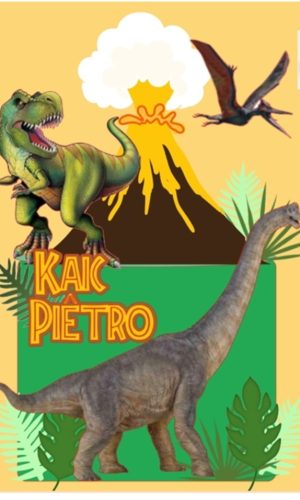 Arquivo de corte Topo de Bolo Dinossauro com Vulcão em camad