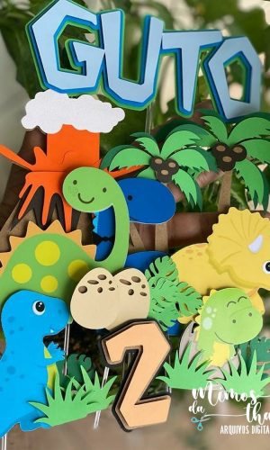 Arquivo de Corte: Topo de Bolo Dinossauro Cute 018
