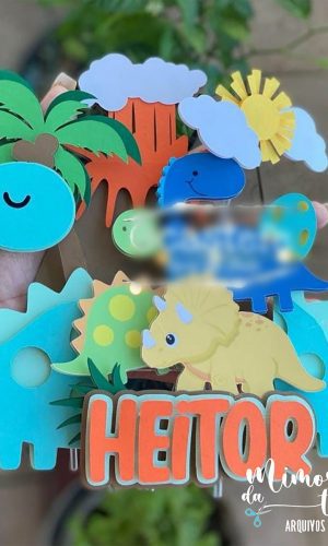 Arquivo de Corte: Topo de Bolo Dinossauro Cute 019